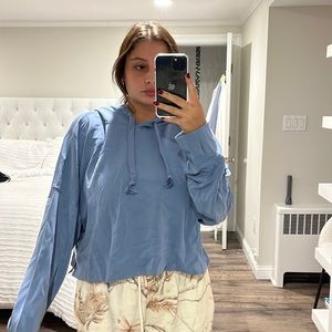Blue lightweight cropped hoodie